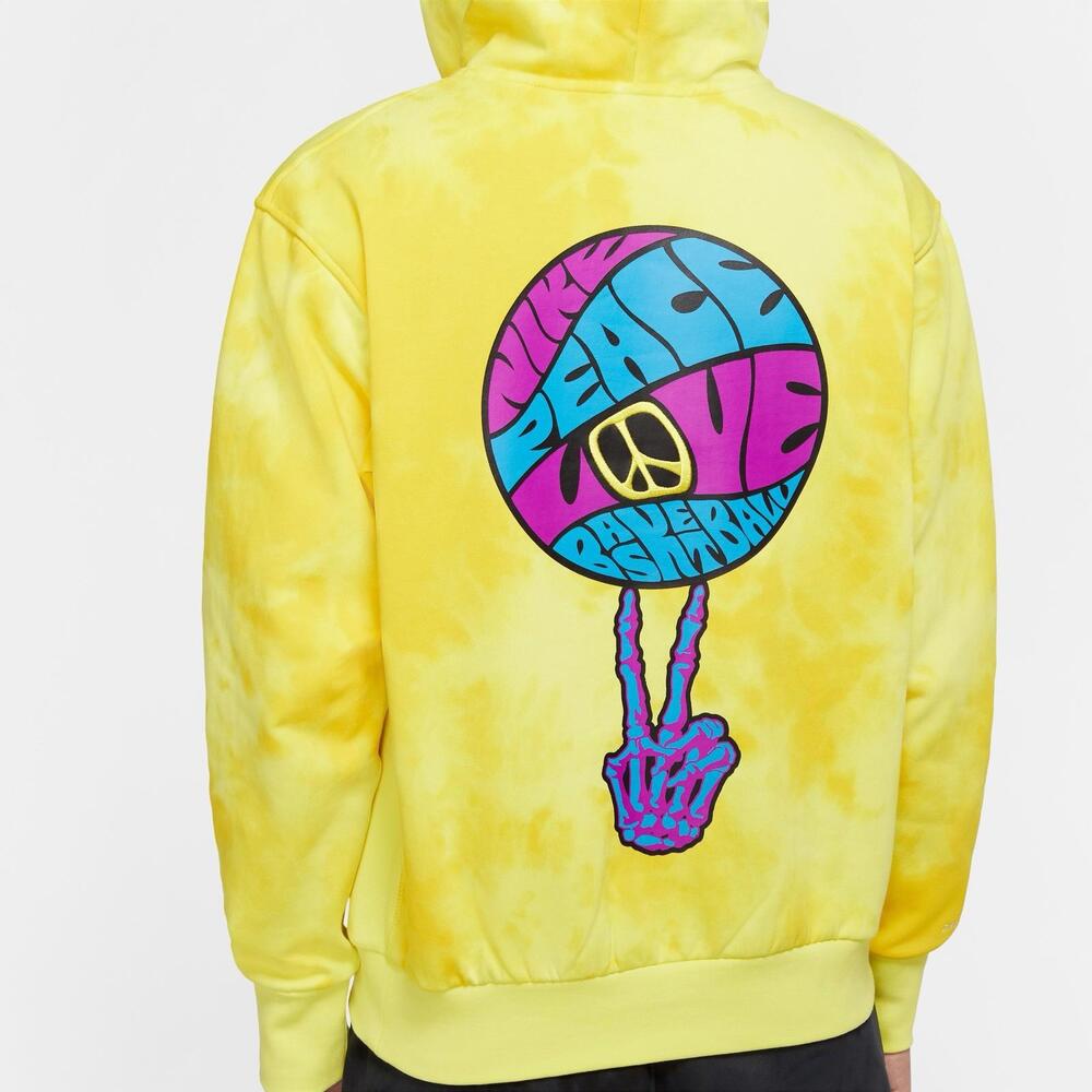 Nike Men's Hoodie Peace Love Basketball Sweatshirt Yellow CU3617-492 Size Small